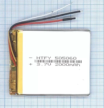 Аккумуляторная батарея Li-Pol (5x50x60мм), 3pin, 3.7В, 2000мАч